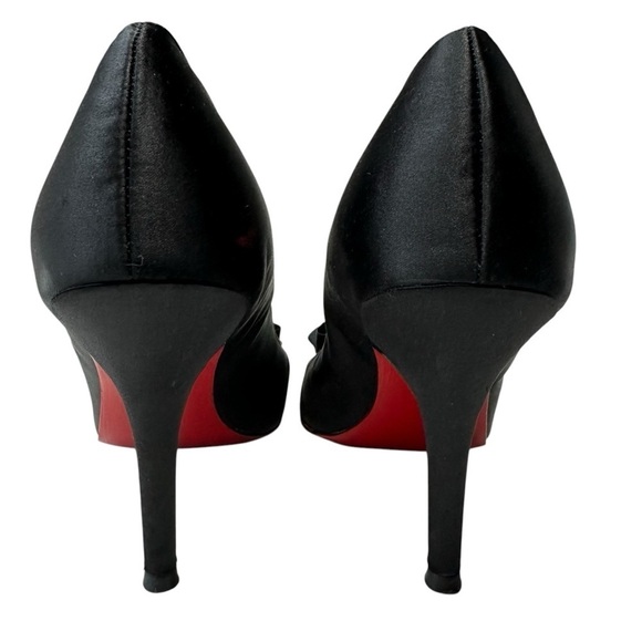 Tahari Sloan Red Bottom Black Satin Bow 4-inch Heels, 9.5 - Picture 8 of 8